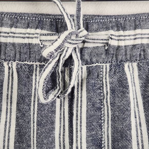 Gap Striped Blue/Cream Linen Blend Pullon Pants Women’s SZ LG Beachy Breathable - Picture 6 of 13